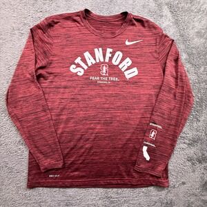Nike Stanford Fear The Tree Cardinal Red Long Sleeve Shirt Dri Fit Mens L Crew